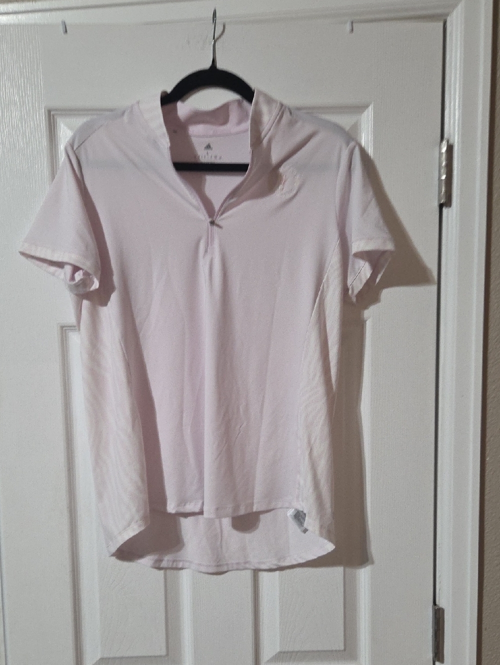 adidas Pale Pink Short Sleeve Zip Polo